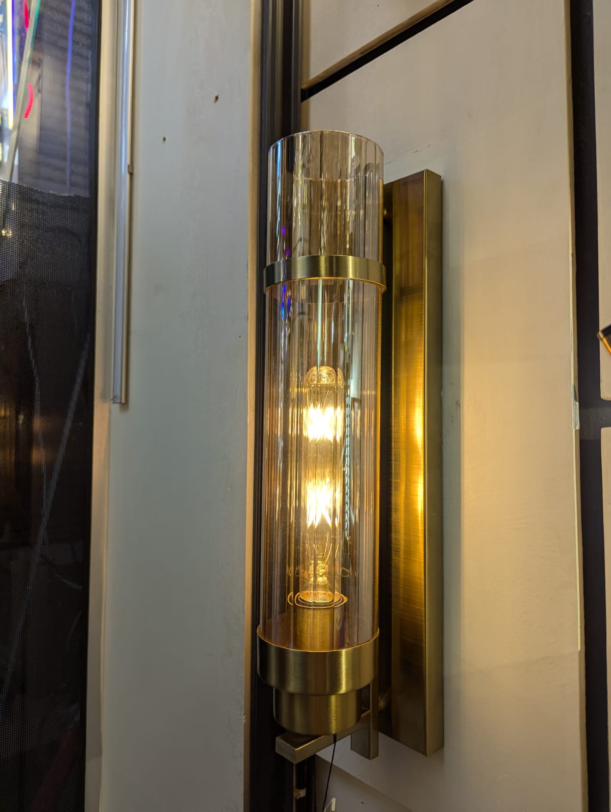 Vintage Brass & Glass Wall Light