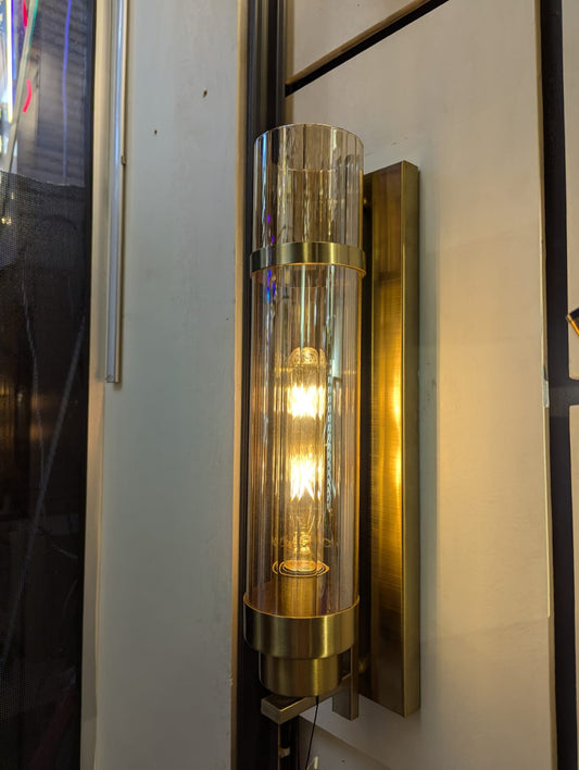 Vintage Brass & Glass Wall Light