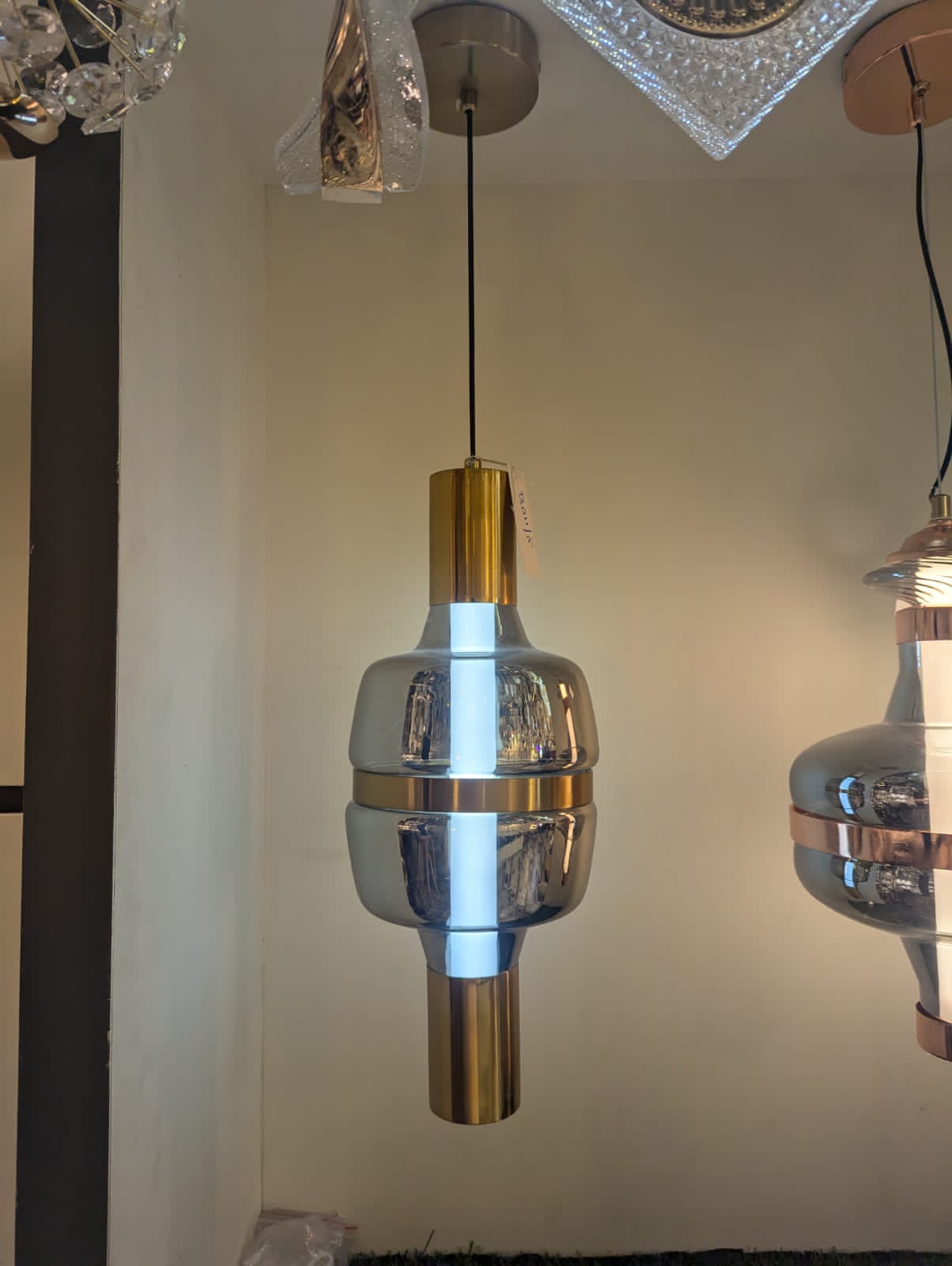 Sleek Pendant Light with Smoked Glass