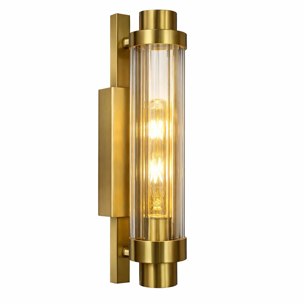 Vintage Brass & Glass Wall Light